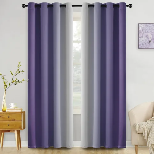 Miniatura 151 de COSVIYA Cortinas 100% Opacas Azul Degradado con Lazos Ajustables para Cocina Aislamiento Térmico Oscurecimiento de Habitación Cenefa con Bolsillo