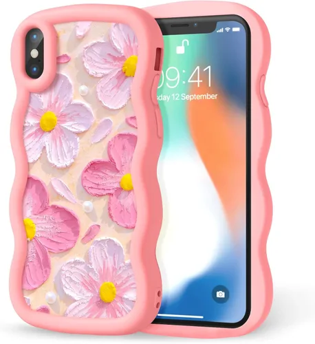 Miniatura 102 de Compatible con iPhone SE/8/7 Funda para Mujeres y Niñas, Marco Ondulado Rizado con Patrón Lindo, Estética Delgada Suave Silicona TPU Parachoques