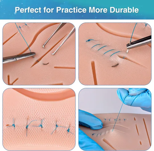 Miniatura 4 de Kit de práctica de sutura Ultrassist para estudiantes de medicina y veterinaria, kit de sutura inicial que incluye almohadilla de silicona duradera