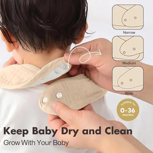 Miniatura 5 de Baberos para bebés niñas y niños, paquete de 8 baberos de muselina para babear y dentición con bolsillo oculto, algodón suave, extra absorbente, a