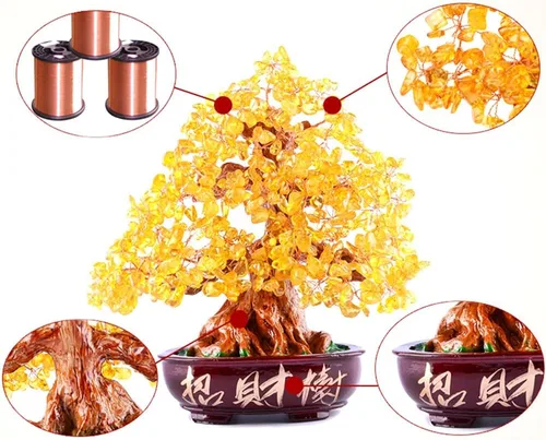 Miniatura 7 de Árbol de dinero de cristal Feng Shui, bonsái, buena suerte, reiki, curativo, amatista, árbol de roca, árbol de cristal para energía positiva