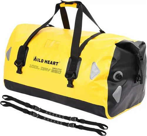 Miniatura 22 de WILD HEART Bolsa de lona impermeable para motocicleta, PVC500D, doble parte inferior, con correas de cuerda y bolsillo interior, 40L, 66L, 100L, 66L