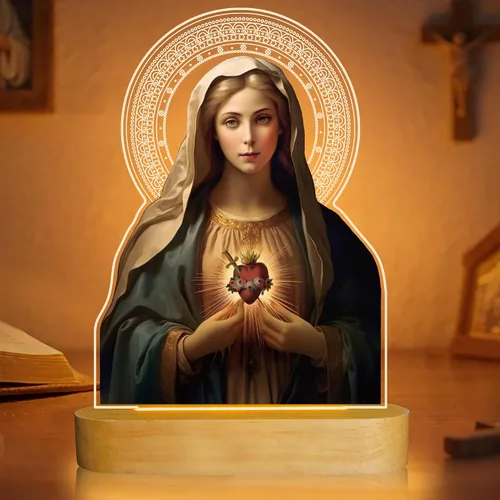 Miniatura 11 de Anywin Tres corazones sagrados, regalos católicos para mujeres/hombres, corazones de Jesús, luz nocturna, regalos de fe para Navidad, devocional