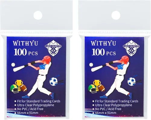 Miniatura 9 de 100 piezas de fundas blandas para tarjetas de intercambio, fundas de carga superior para tarjetas estándar de 2.5" X 3.5", protector de tarjeta