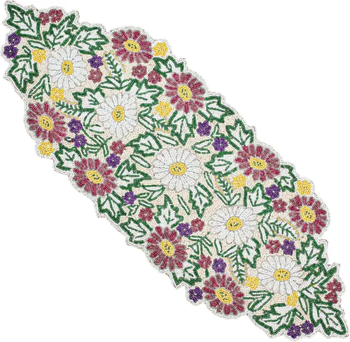 Miniatura 20 de Camino de mesa con cuentas de 13 x 36 pulgadas, elegante centro de mesa de comedor con cuentas de vidrio y parte trasera de poliéster, camino Oro