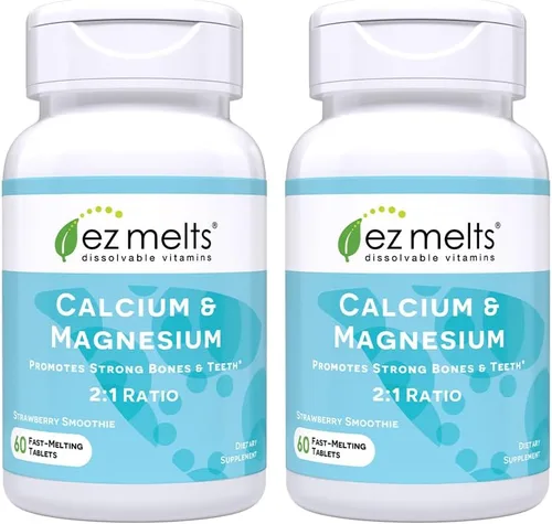 Miniatura 10 de EZ Melts Calcio y Magnesio - Suplemento diario para la salud del corazón, huesos, sistema inmunológico y cerebro - con vitamina D3 - Sin GMO