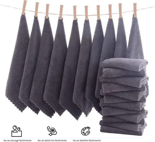 Miniatura 3 de MOONQUEEN Juego de 24 toallas ultrasuaves de alta calidad, 12 x 12 pulgadas, secado rápido, ropa de baño de terciopelo coral altamente absorbente