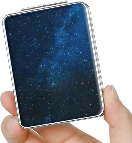 Miniatura 27 de Espejo de bolsillo, pequeño espejo de viaje con aumento, espejo cosmético portátil de doble cara con aumento para uso diario (2 flores)