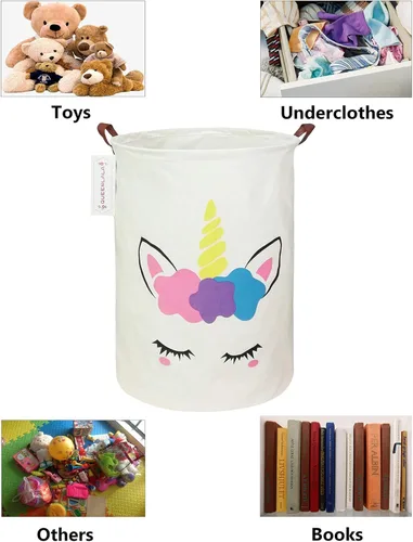 Miniatura 2 de QUEENLALA Cesta de Almacenamiento Grande, Cesta de Lavandería/Baño/Decoración del Hogar/Cesta Redonda Plegable de Almacenamiento, Cesta para Niños