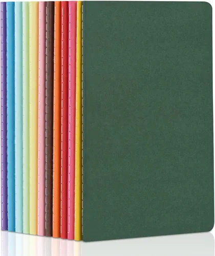 Miniatura 10 de ZCZN Paquete de 24 cuadernos en blanco coloridos a granel, diarios A5 con 12 colores, 60 páginas/30 hojas, 21 x 13 cm, papel liso, cuadernos