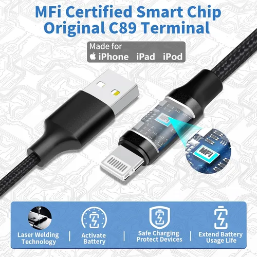Miniatura 2 de Certificado MFi: cargador de coche para iPhone de carga rápida, cargador USB Caiinei 4.8A cargador de coche de carga rápida adaptador de encendedor