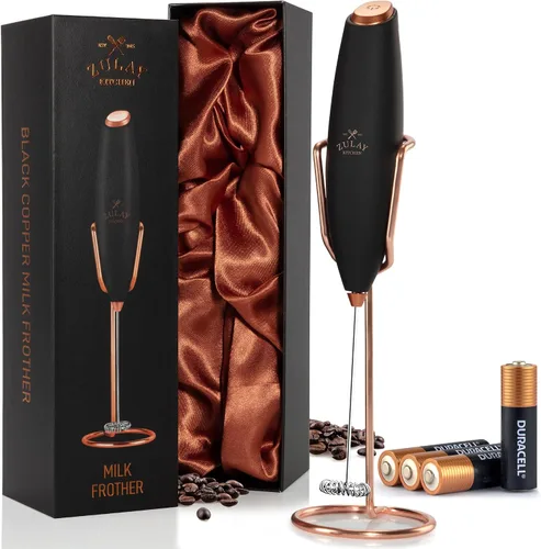 Miniatura 122 de Zulay Kitchen Espumador de leche de mano con pilas Duracell AA – Mezclador eléctrico ultrarrápido y creador de espuma, mezclador de bebidas fácil