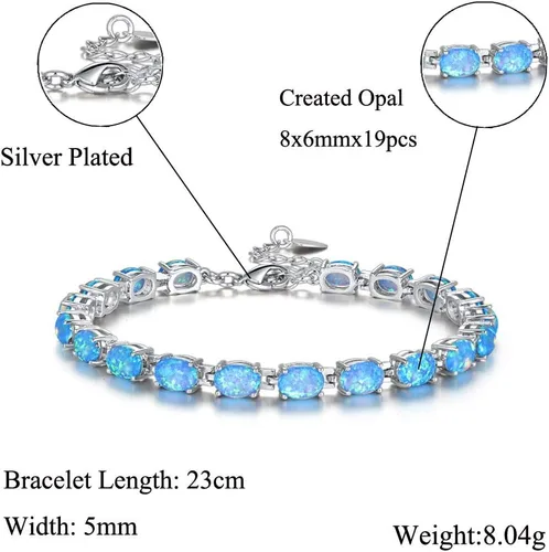 Miniatura 6 de CiNily Pulsera chapada en rodio de ópalo de fuego para mujer, regalo de boda, 8.5 pulgadas
