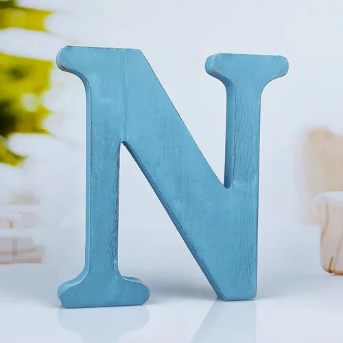 Miniatura 21 de Letras de madera azul rústica de 6 pulgadas, letras de madera sin terminar para decoración de pared, letras azules retro de pie, decoración