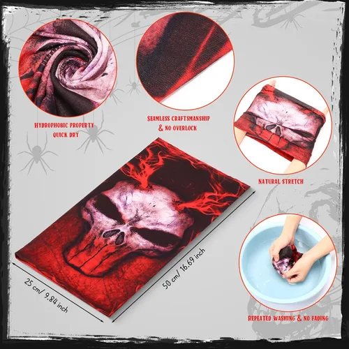 Miniatura 2 de Tarpop 30 máscaras faciales de Halloween para el trabajo, calavera, polaina, sin costuras, pasamontañas, cubrebocas, bandana para la cabeza