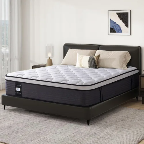 Marine Moon Colchón individual de 14 pulgadas, colchón híbrido de espuma viscoelástica, cama de resorte bolsillo con aislamiento de movimiento en