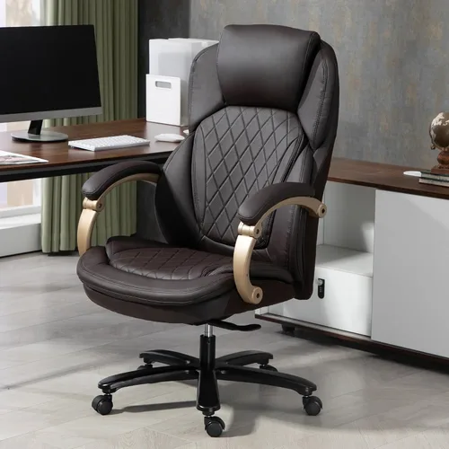 Miniatura 2 de Vinsetto Silla de oficina ejecutiva grande y alta con asiento ancho, silla de escritorio para computadora con respaldo alto costuras de diamante