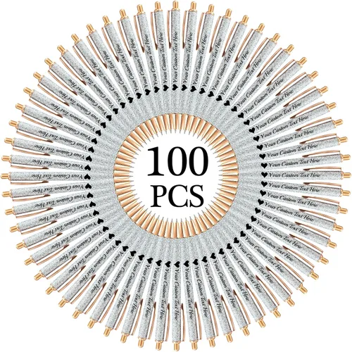 Miniatura 52 de Hasta 100 bolígrafos personalizados a granel con nombre, bolígrafo con purpurina personalizable, logotipo de negocios, mensaje de texto, regalo