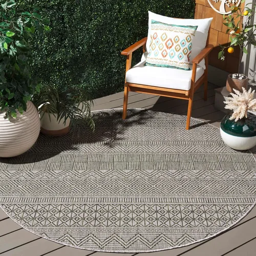 Miniatura 45 de SAFAVIEH Alfombra lavable para exteriores, colección Courtyard de 2.3 x 16 pies, color negro y gris, no desprende pelusa y de fácil limpieza, ideal