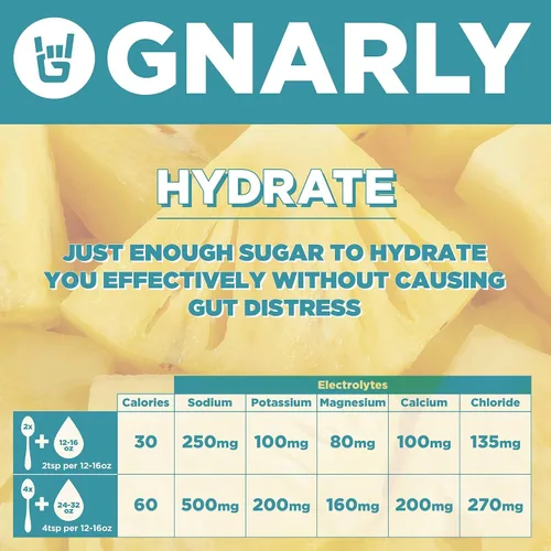 Miniatura 4 de Gnarly Nutrition Hydrate Electrolyte Powder - Mezcla de bebida hidratante para ejercicio de piña colada - Contenido NSF certificado - Solución