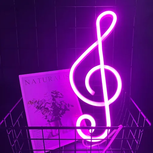 Miniatura 7 de ENUOLI Letreros de neón, luces de neón en forma de nota musical, decoración LED, luz nocturna, decoración de pared junto a la cama, funciona