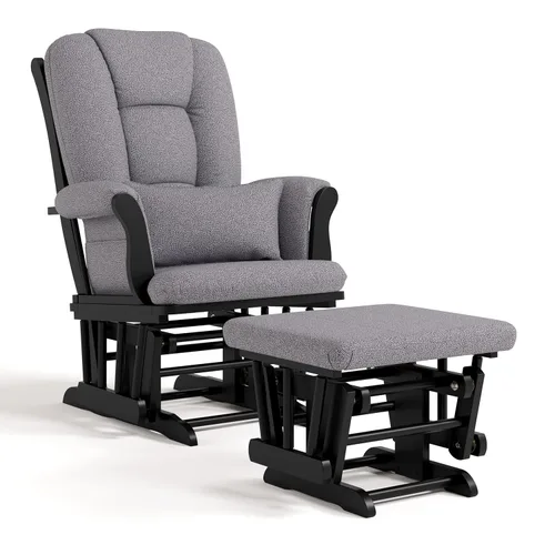 Miniatura 23 de Storkcraft Tuscany - Mecedora y otomana personalizada con almohada lumbar gratis (remolino blanco y gris pizarra) – Silla mecedora cómoda tapizada