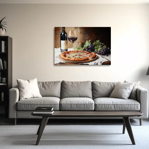Miniatura 3 de YMXZHUANSH Arte de pared de vino, rosas, lienzo de cocina, cuadros de pizza y uva, impresiones de decoración de cocina para restaurante bar, 12 x 18