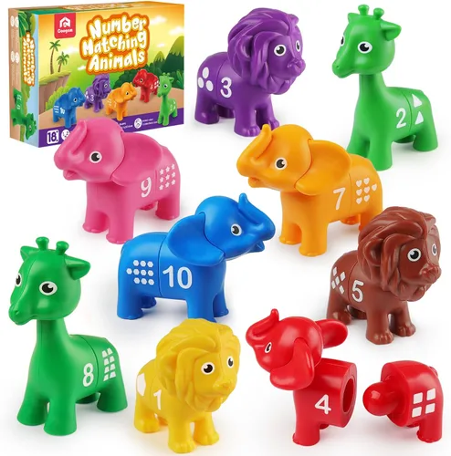 Coogam - Juego de números de correspondencia, 10 piezas de juego de conteo de animales de doble cara, juguete educativo Montessori de habilidad