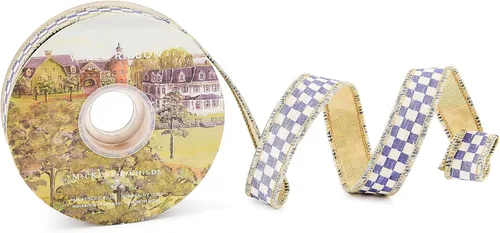 Miniatura 10 de MACKENZIE-CHILDS Cinta para envolver regalos, decoración navideña y cotidiana, 2 pulgadas de ancho, cuadros cortesanos en blanco y negro