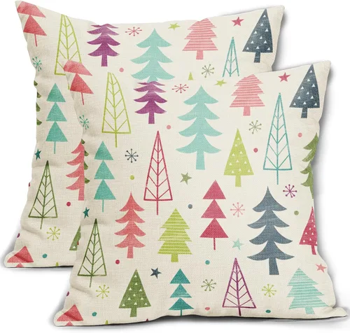 Miniatura 7 de Fundas de almohada florales de invierno 12x20 pulgadas - Juego de 2, estampado de flores de acuarela verde con hojas, temática rústica, fundas Árbol