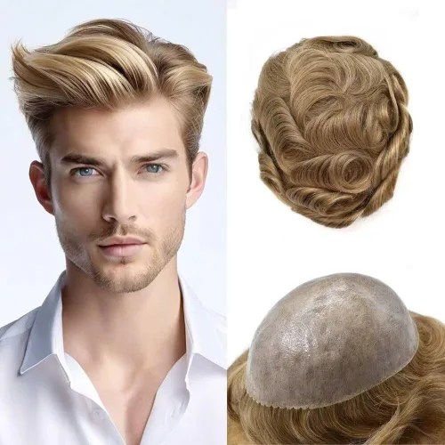 Miniatura 161 de Toupee for Men Hair Piece Real Human Hair Full Poly Skin Mens Toupee Mens Hair System Injected PU Hair System Invisible Hairpiece for