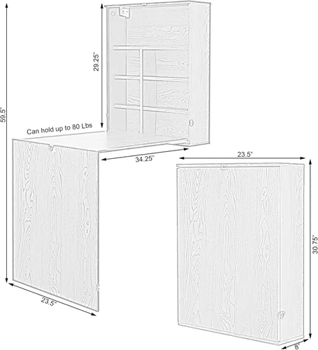 Miniatura 3 de Basicwise Escritorio plegable para laptop con estantes, color marrón