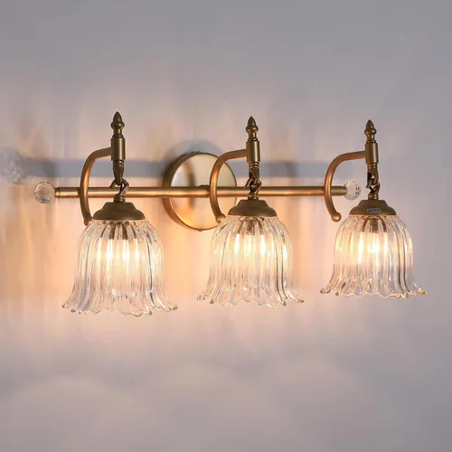 Miniatura 13 de CVKASH Accesorios de Lámpara de Tocador de Baño de 3 Luces Sobre Espejo, Lámpara de Tocador Moderna Negra con Pantalla de Vidrio, Aplique de Pared
