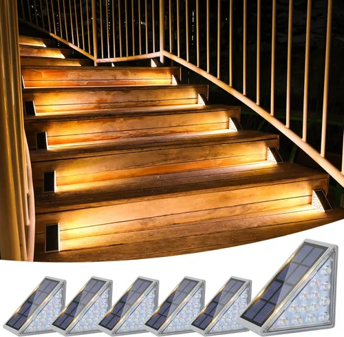 Miniatura 13 de VOLISUN Paquete de 8 luces solares para escaleras, 7 colores fijos, luces solares para escalones al aire libre, impermeables, IP67, luz LED