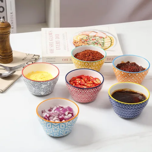Miniatura 7 de Selamica Vasos de cerámica para caldo de 8 onzas, cuencos pequeños de 4 pulgadas, cuencos de postre para salsa de sopa, tazas de café, aptas