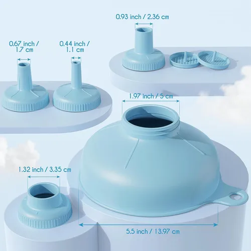 Miniatura 3 de Embudo versátil de boca ancha Pisol, embudos de enlatado para uso en cocina, juego de embudo de cocina de plástico de grado alimenticio con 4
