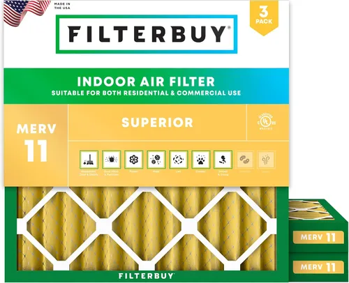 Miniatura 16 de Filterbuy Filtro de aire MERV 11 de 8 x 14 x 1 pulgadas para defensa de mascotas y alergias (paquete de 3), filtros electrostáticos plisados