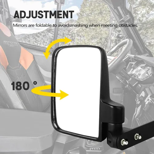 Miniatura 5 de UNIGT Espejo de vista lateral estilo fábrica no destructivo Compatible con 2016-2024 Polaris General 1000 EPS XP 4 1000 Espejos laterales traseros