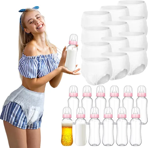 Miniatura 15 de Hushee 6 Sets de Juegos Divertidos de Botellas de Plástico para Baby Shower, Juegos Para Biberones de Plástico, Pañales Desechables, Regalos
