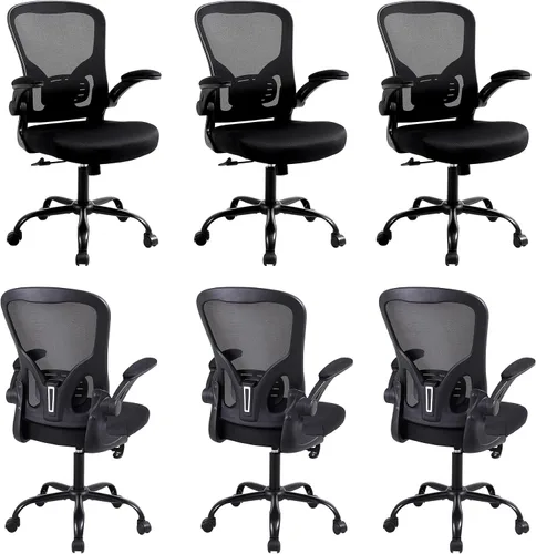 Miniatura 26 de Flysky Juego de 10 sillas ergonómicas de escritorio para oficina en casa, soporte lumbar, silla giratoria de malla transpirable para computadora