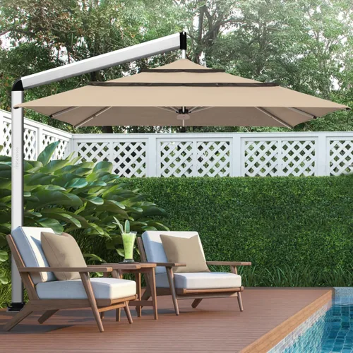 Miniatura 51 de EliteShade USA Sombrilla de Mercado de 10 Años Sin Decoloración de 9 Pies 3 Niveles Sombrilla de Patio Sombrilla de Mesa para Exteriores con Beige