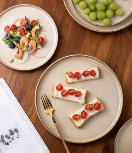 Miniatura 4 de Juego de platos de cerámica AmorArc, juego de 6, platos de 8.5 pulgadas de esmalte reactivo de gres, platos para postre, ensalada, aperitivo, cena