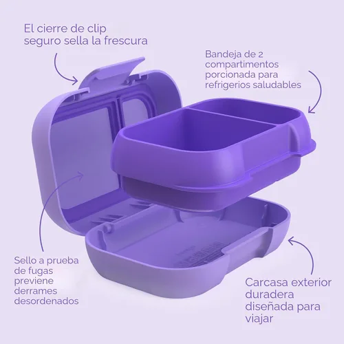 Miniatura 5 de Bentgo Snack para niños, contenedor de 2 compartimentos a prueba de fugas para aperitivos y comidas pequeñas, cierre fácil de abrir, apto