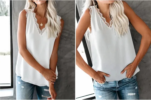 Miniatura 3 de lime flare Camiseta sin mangas sexy de verano con ribete de encaje