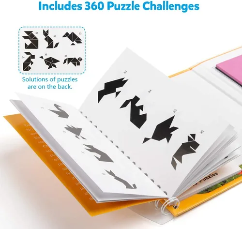 Miniatura 2 de Rompecabezas Tangram Coogam para Viaje - Libro de Bloques de Patrón Magnético Juego de Viaje en Carretera Formas de Rompecabezas de Descomposición