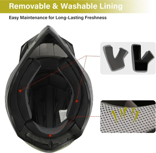 Miniatura 5 de TCMT Casco de motocicleta unisex para adultos, de cara completa, todoterreno, motocross, ATV, bicicleta de montaña, MX casco aprobado por DOT