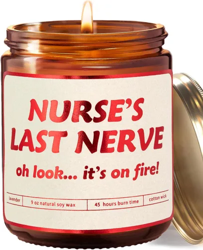 Nurse's Last Nerve, Vela perfumada de vainilla y lavanda, divertido regalo de enfermera para el día de la madre, cumpleaños, semana de enfermeras,
