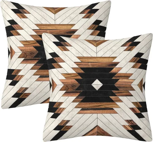 Miniatura 16 de Fundas de almohada decorativas rústicas de Aqua y blanco a cuadros estilo búfalo para sofá, funda de almohada para granja, decoración