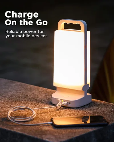 Miniatura 5 de Linterna solar para campamento de 6000 mAh, paquete de 2, luz de campamento recargable por USB y fuente de alimentación, lámpara nocturna LED