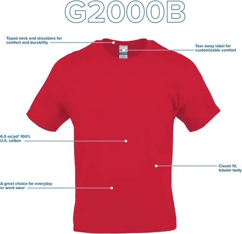 Miniatura 5 de Gildan Camiseta de algodón ultra juvenil, estilo G2000B, paquete múltiple